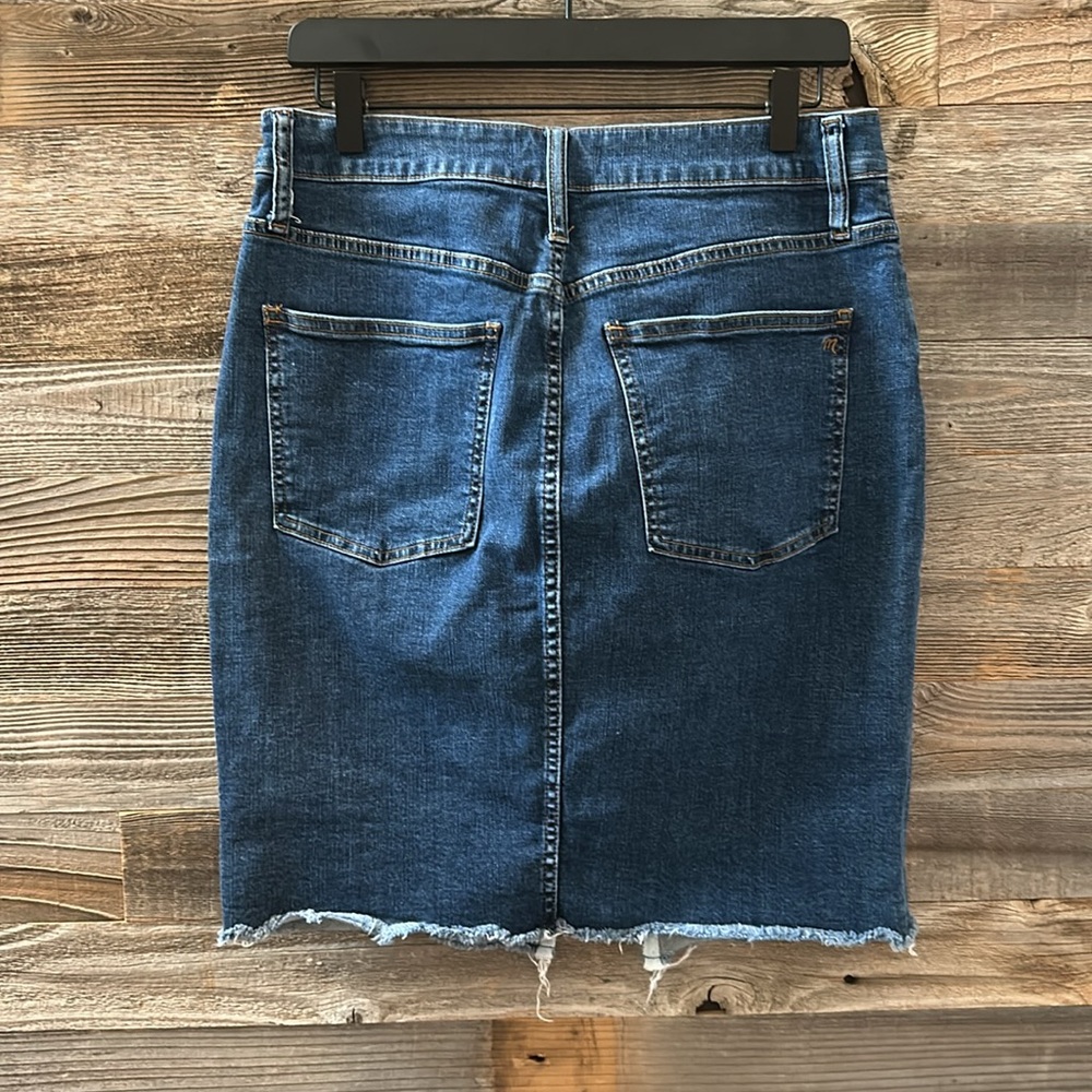 Madewell Denim Mini Frayed Hem Front Slit Skirt Size 30 - Picture 2 of 8